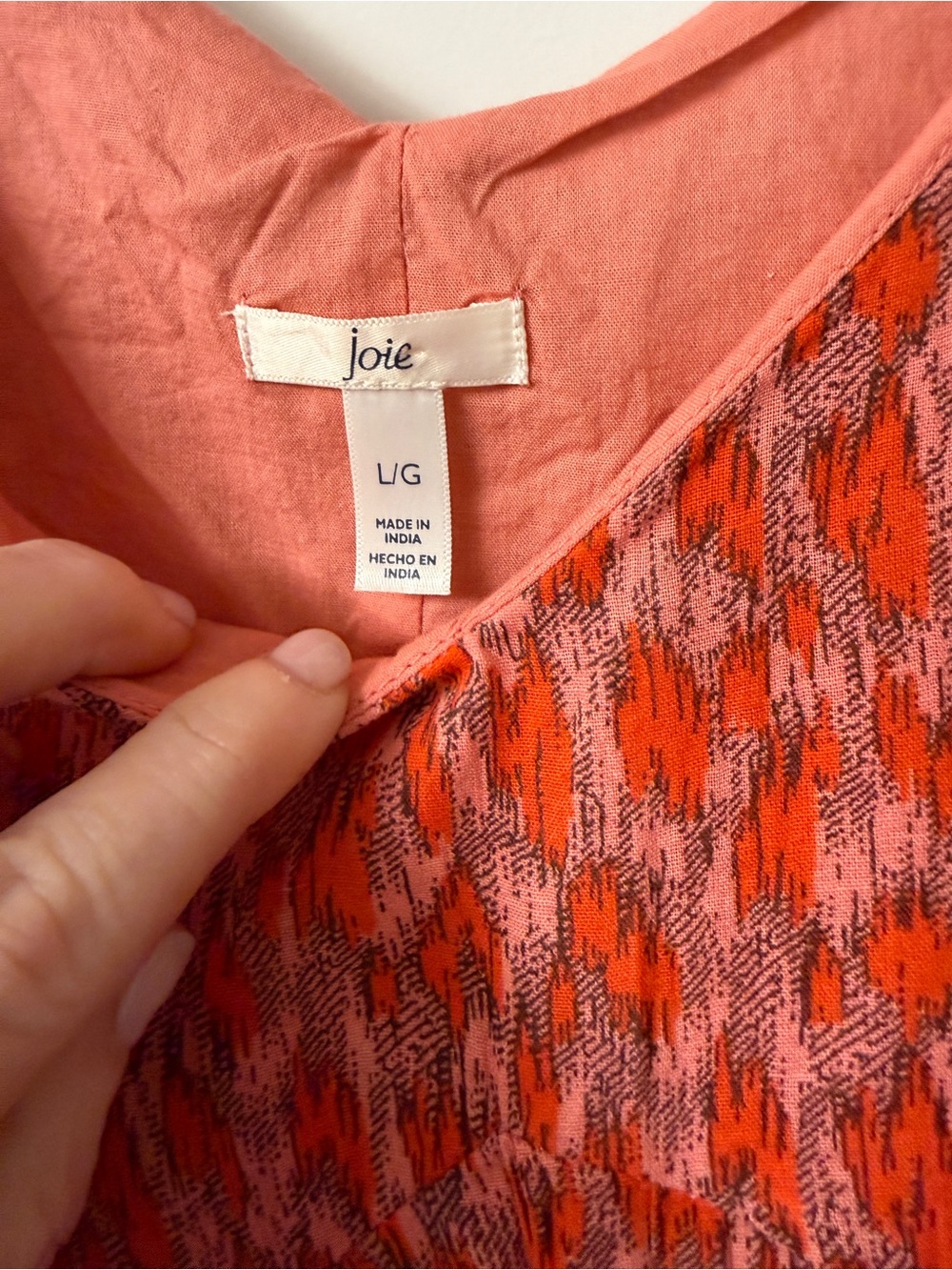 Joie Bondi Tiered Maxi Dress Red Pink Coral Ikat 100% Cotton Size Large - Picture 4 of 10